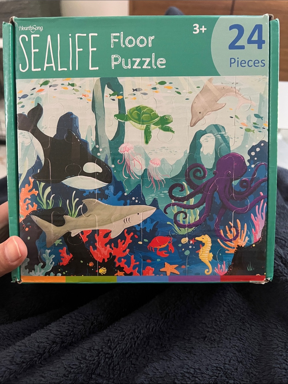 Sea Life Floor Puzzle - Purple & Teal - 24 Pieces Complete Set